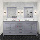 Lexora  LVD80DB201 Dukes 80 in. W x 22 in. D Dark Grey Double Bath Vanity, White Quartz Top, and Faucet Set