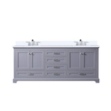 Lexora LVD80DB201 Dukes 80 in. W Dark Grey Double Sink Vanity Cabinet, White Quartz Top, and Faucet Set