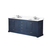 Lexora Dukes 80 in. W Navy Blue Double Sink Vanity Cabinet, Cultured Marble Top, and Faucet Set