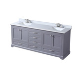 Lexora LVD80DB301 Dukes 80 in. W Dark Grey Double Sink Vanity Cabinet, Cultured Marble Top, and Faucet Set