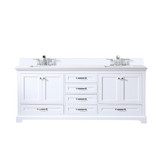 Lexora Dukes 80 in. W White Double Sink Vanity Cabinet, Cultured Marble Top, and Faucet Set