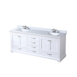 Lexora LVD80DA201 Dukes 80 in. W White Double Sink Vanity Cabinet, White Quartz Top, and Faucet Set