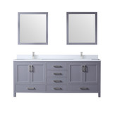 Lexora Jacques 80 in. W Dark Grey Bath Vanity Cabinet, Cultured Marble Top, Faucet Set, and 30 in. Mirror
