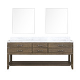Lexora Norwalk 80 inch W Grey Oak Double Sink Vanity Cabinet, Carrara Marble Top, and 36 in Mirrors