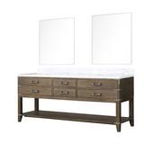 Lexora LVN80DR110 Norwalk 80 inch W Grey Oak Double Sink Vanity Cabinet, Carrara Marble Top, and 36 in Mirrors