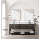 Lexora  LVN80DK101 Norwalk 80 in W x 22 in D Brown Oak Double Bath Vanity, Carrara Marble Top, and Faucet Set