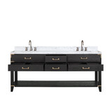 Lexora LVN80DJ101 Norwalk 80 inch W Black Oak Double Sink Vanity Cabinet, Carrara Marble Top, and Faucet Set