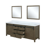 Lexora  LVM80DK310 Marsyas 80 in W x 22 in D Rustic Brown Double Bath Vanity, Cultured Marble Countertop and 30 in Mirrors