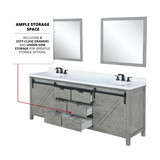 Lexora  LVM80DH310 Marsyas 80 in W x 22 in D Ash Grey Double Bath Vanity, Cultured Marble Countertop and 30 in Mirrors