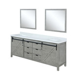 Lexora Marsyas 80 inch W Ash Grey Double Sink Vanity Cabinet, Cultured Marble Countertop and 30 in Mirrors