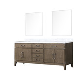 Lexora Laurel 80 inch W Grey Oak Double Sink Vanity Cabinet, Carrara Marble Top, and 36 in Mirrors