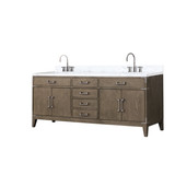 Lexora Laurel 80 inch W Grey Oak Double Sink Vanity Cabinet, Carrara Marble Top, and Faucet Set