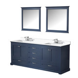 Lexora LVD80DE311 Dukes 80 in. W Navy Blue Double Sink Vanity Cabinet, Cultured Marble Top, Faucet Set, and 30 in. Mirrors