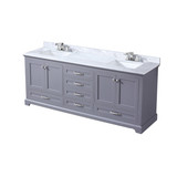 Lexora LVD80DB101 Dukes 80 in. W Dark Grey Double Sink Vanity Cabinet, Carrara Marble Top, and Faucet Set