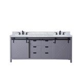 Lexora Marsyas 80 inch W Dark Grey Double Sink Vanity Cabinet, Carrara Marble Countertop and Faucet Set