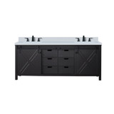 Lexora LVM80DC301 Marsyas 80 inch W Brown Double Sink Vanity Cabinet, Cultured Marble Countertop and Faucet Set