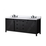 Lexora Marsyas 80 inch W Brown Double Sink Vanity Cabinet, Cultured Marble Countertop and Faucet Set