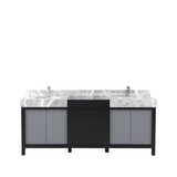 Lexora Zilara 80 inch W Black and Grey Double Sink Vanity Cabinet, Castle Grey Marble Top and Chrome Faucet Set