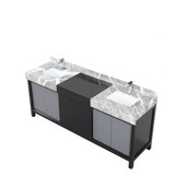 Lexora LZ342280DLISFMC Zilara 80 inch W Black and Grey Double Sink Vanity Cabinet, Castle Grey Marble Top and Chrome Faucet Set