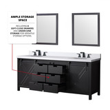 Lexora  LVM80DC311 Marsyas 80 in W x 22 in D Brown Double Bath Vanity, Cultured Marble Countertop, Faucet Set and 30 in Mirrors