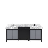 Lexora Zilara 80 inch W Black and Grey Double Sink Vanity Cabinet, Castle Grey Marble Top and Gun Metal Faucet Set