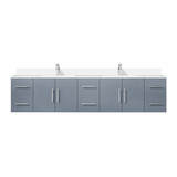 Lexora Geneva 84 in. W Dark Grey Wall Mount Double Sink Vanity Cabinet, Cultured Marble Top, and Faucet Set