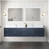 Lexora  LVG84DE200 Geneva 84 in. W x 22 in. D Navy Blue Double Bath Vanity and White Quartz Top