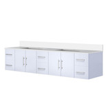 Lexora LVG84DM200 Geneva 84 in. W Glossy White Wall Mount Double Sink Vanity Cabinet and White Quartz Top
