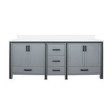 Lexora Ziva 84 inch W Dark Grey Double Sink Vanity Cabinet and White Quartz Top