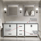 Lexora  LVZV84DA200 Ziva 84 in W x 22 in D White Double Bath Vanity and White Quartz Top