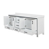 Lexora LVZV84DA200 Ziva 84 inch W White Double Sink Vanity Cabinet and White Quartz Top