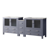 Lexora LVV84D36B600 Volez 84 inch W Dark Grey Double Sink Vanity Cabinet with Side Cabinet, and White Ceramic Top