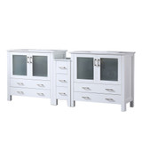 Lexora Volez 84 inch W White Double Sink Vanity Cabinet with Side Cabinet, and White Ceramic Top