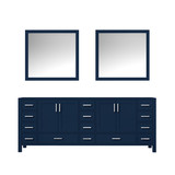 Lexora Jacques 84 in. W Navy Blue Double Sink Vanity Cabinet and 34 in. Mirrors
