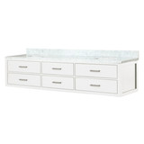 Lexora Castor 84 inch W White Double Sink Wall Hung Vanity Cabinet and Carrara Marble Top