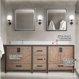 Lexora  LVZV84DN201 Ziva 84 in W x 22 in D Rustic Barnwood Double Bath Vanity, White Quartz Top and Faucet Set