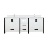 Lexora Ziva 84 inch W White Double Sink Vanity Cabinet, Cultured Marble Top and Faucet Set
