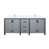 Lexora LVZV84DB301 Ziva 84 inch W Dark Grey Double Sink Vanity Cabinet, Cultured Marble Top and Faucet Set