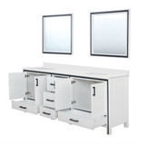 Lexora Ziva 84 inch W White Double Sink Vanity Cabinet, White Quartz Top and 34 in Mirrors