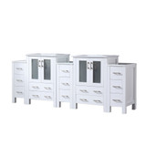 Lexora  LVV84D24A600 Volez 84 in W x 18.25 in D White Double Bath Vanity with Side Cabinets, and White Ceramic Top