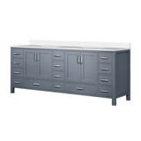 Lexora Jacques 84 in. W Dark Grey Bath Vanity Cabinet and Cultured Marble Top