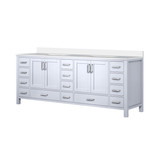 Lexora LVJ84DA300 Jacques 84 in. W White Bath Vanity Cabinet and Cultured Marble Top