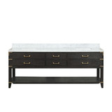 Lexora Norwalk 84 inch W Black Oak Double Sink Vanity Cabinet and Carrara Marble Top