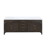 Lexora LVL84DK100 Laurel 84 inch W Brown Oak Double Sink Vanity Cabinet and Carrara Marble Top