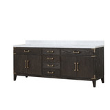 Lexora Laurel 84 inch W Brown Oak Double Sink Vanity Cabinet and Carrara Marble Top