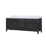 Lexora Laurel 84 inch W Black Oak Double Sink Vanity Cabinet and Carrara Marble Top