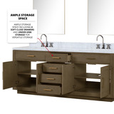 Lexora  LVA84DR100 Abbey 84 in W x 22 in D Grey Oak Double Bath Vanity and Carrara Marble Top