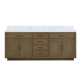 Lexora LVA84DR100 Abbey 84 inch W Grey Oak Double Sink Vanity Cabinet and Carrara Marble Top