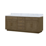 Lexora LVA84DR100 Abbey 84 inch W Grey Oak Double Sink Vanity Cabinet and Carrara Marble Top