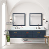 Lexora  LVC84DE110 Castor 84 in W x 22 in D Blue Double Bath Vanity, Carrara Marble Top, and 36 in Mirrors